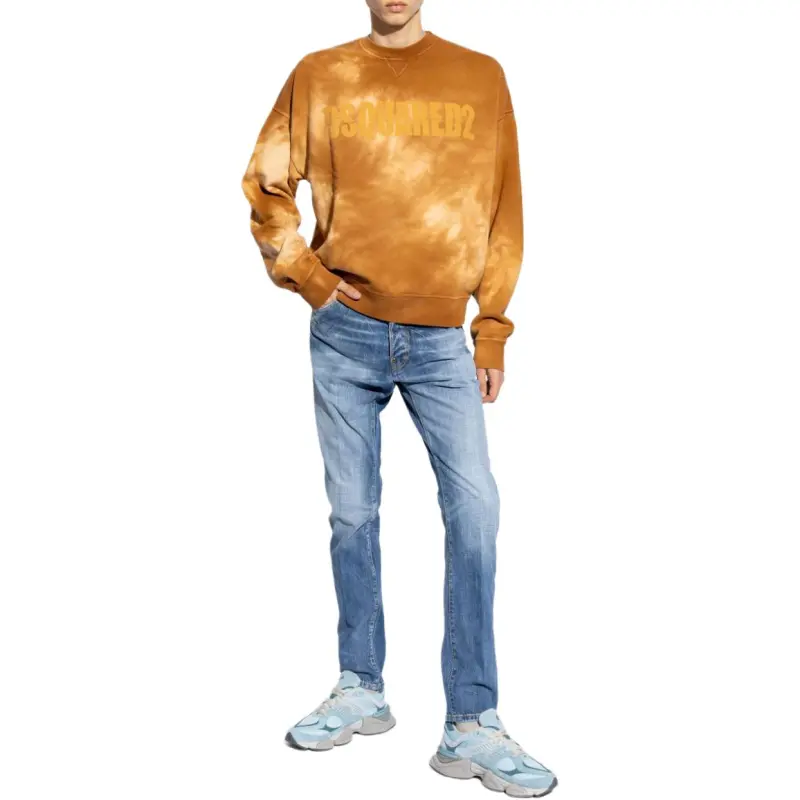 DSQUARED 2 Logo Printed Tie Dyed Crewneck Sweatshirt-1