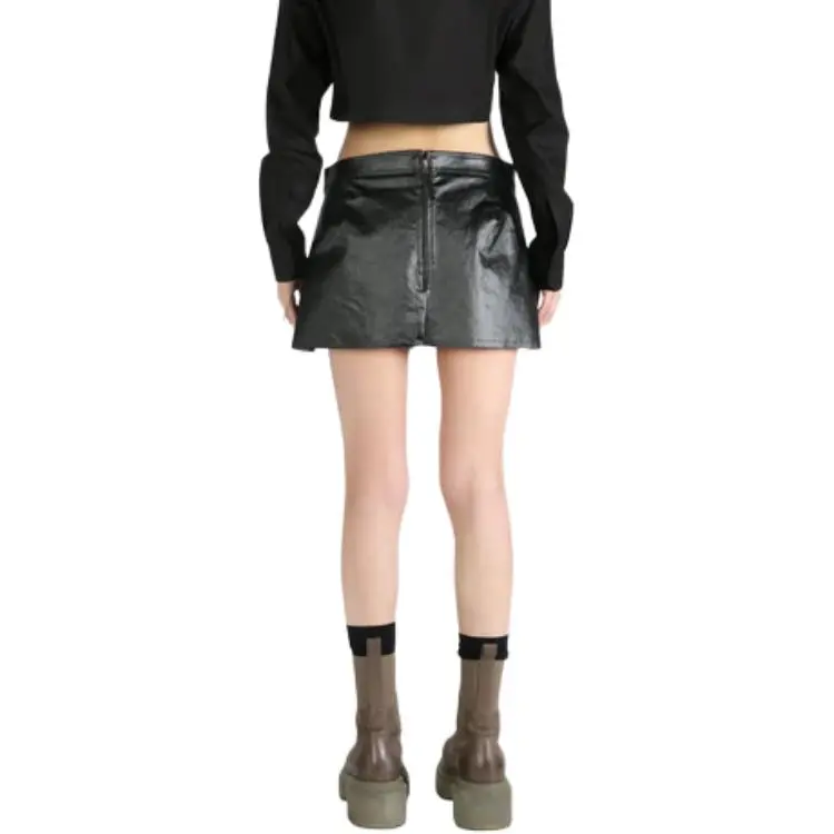 RICK OWENS Gonna In Denim Fog Cutoff Mini Skirt Black-1