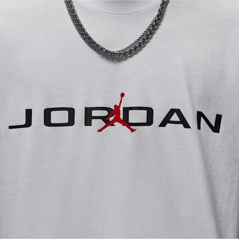 Jordan Air T Shirt Men's White/Black/Gym Red-3