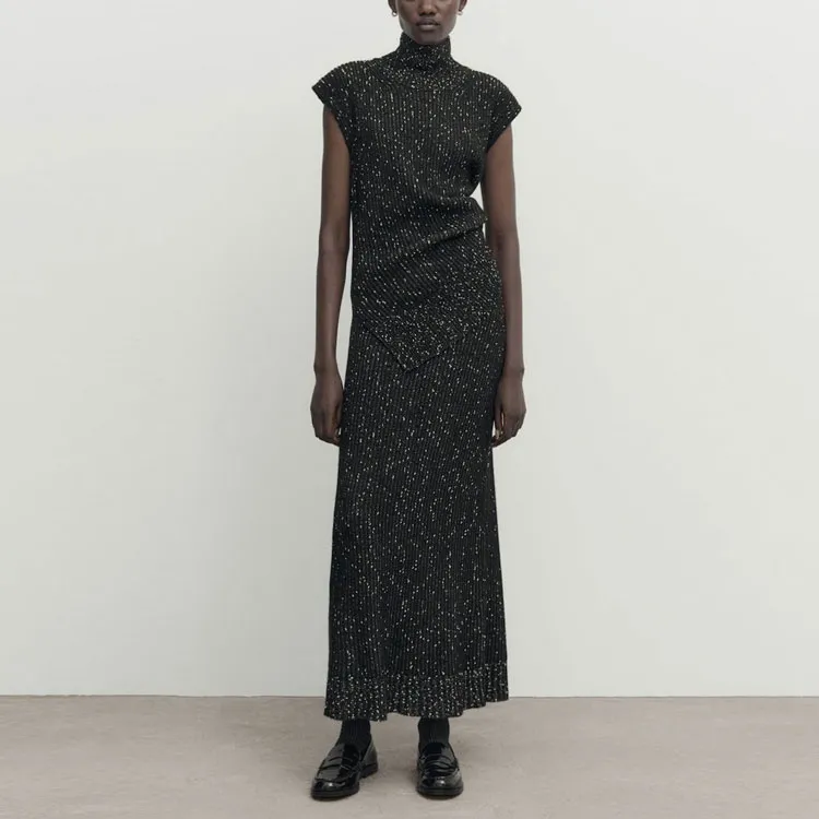 Massimo Dutti Knit Long Skirts Women's Black-2