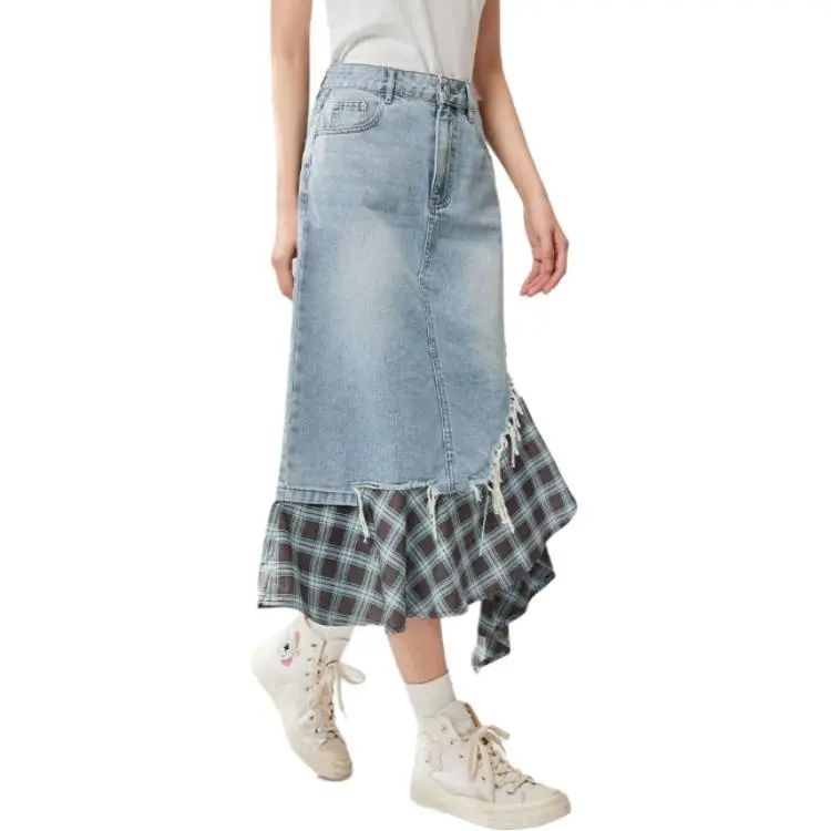 Love To Serve Casual Long Skirt Women's Denim Blue-2