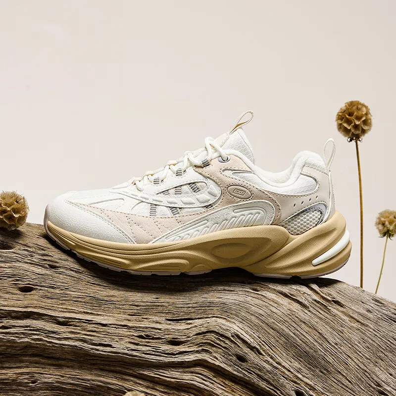 Anta Deep Sea 2 Cushioning Wear Resistant Low Top Casual Running Shoes Women's White Beige-2