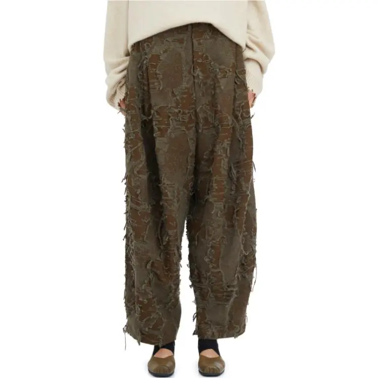 UMA WANG Distressed Wide Leg Pants-3