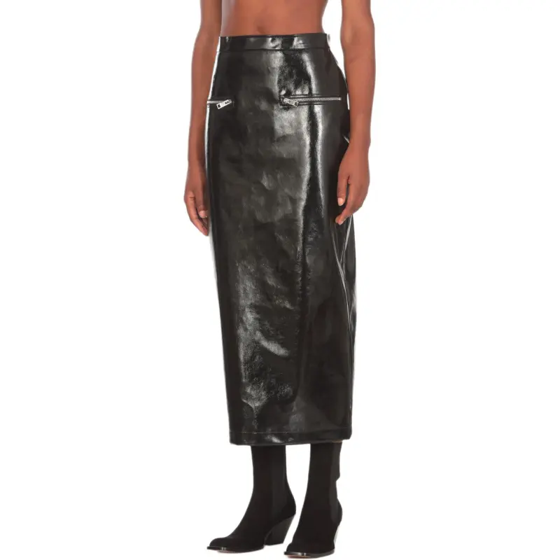 MSGM Faux Leather Zipped Midi Skirt-5