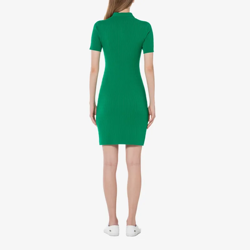 LACOSTE Short Sleeved Dress Women's Green-3