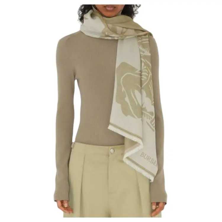 Burberry Ekd Logo jacquard Frayed Scarf-3
