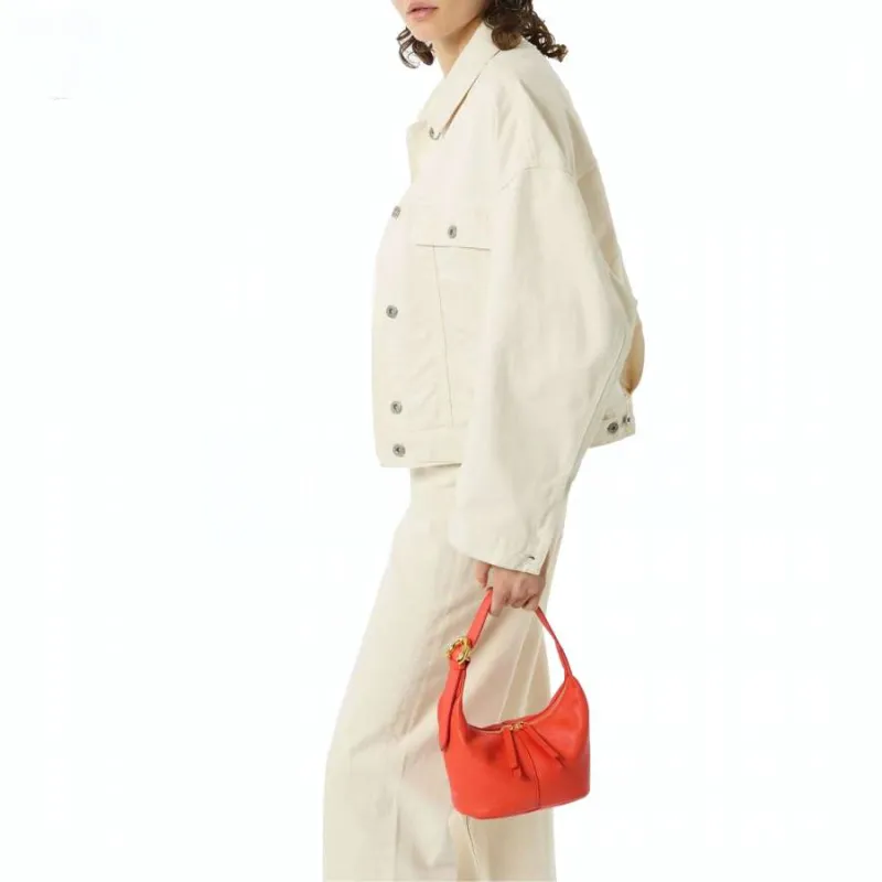 COCCINELLE Grained Leather Handbag Mini Women's Orange Red-3
