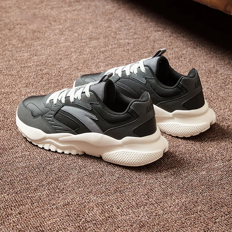 Anta Anti Slip Wear Resistant Low Top Casual Shoes Men's Black Gray-2