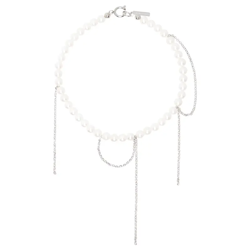 JUSTINE CLENQUET Artificial Pearl Necklaces Women's Silver-1
