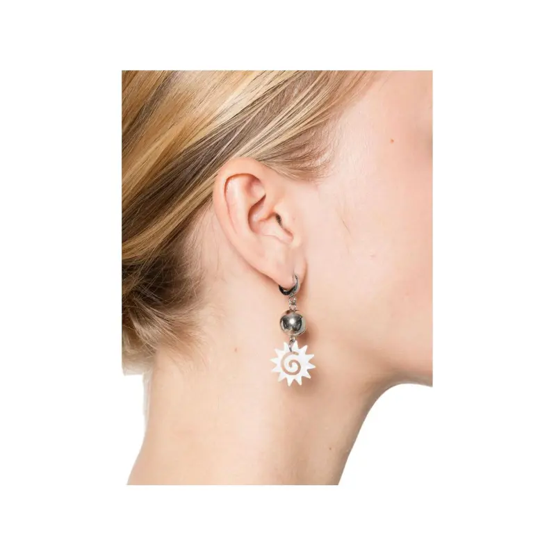 Gimaguas Acetate Brass Earrings Women's Silver-3