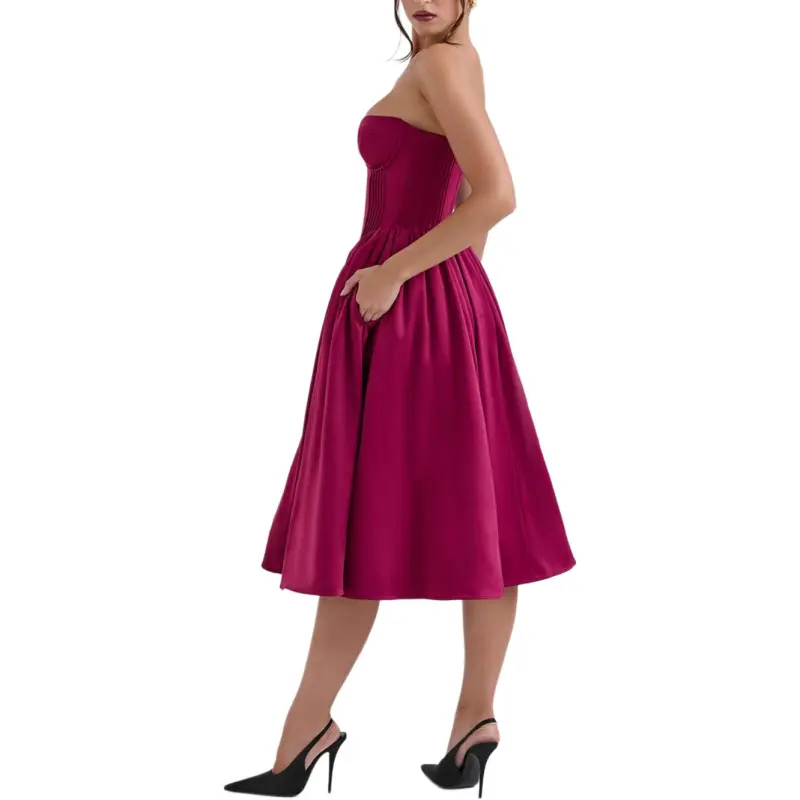 HOUSE OF CB Coco Sleeveless Dress Women's BURGUNDY/Burgundy-6