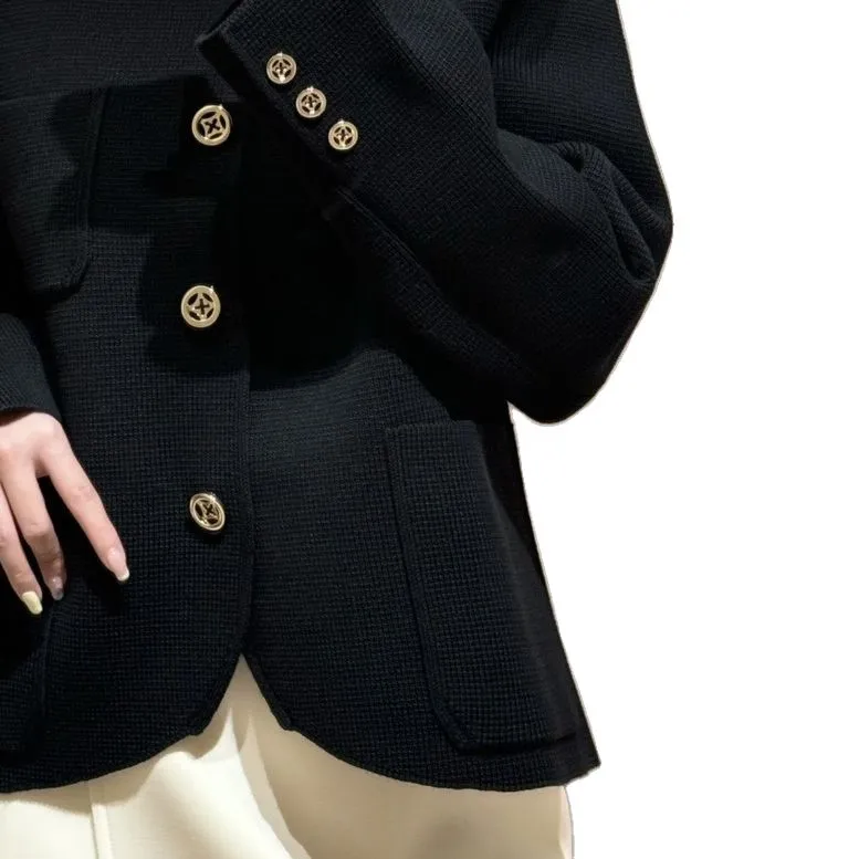 LOUIS VUITTON Collarless Knit Jacket-2