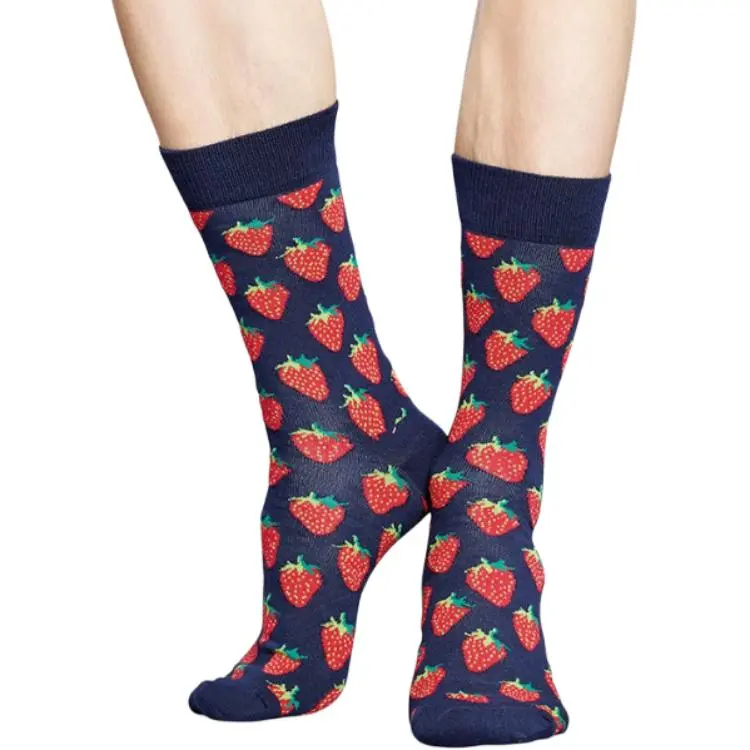 Happy Socks Mid Calf Socks Unisex 1 Pack Strawberry Dots-1