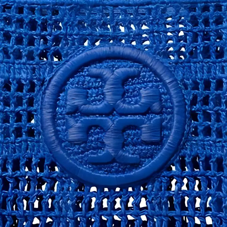 TORY BURCH Ella Raffia Tote Bag, Shopping Bag, Handbag Mini Women's Evening Blue-3