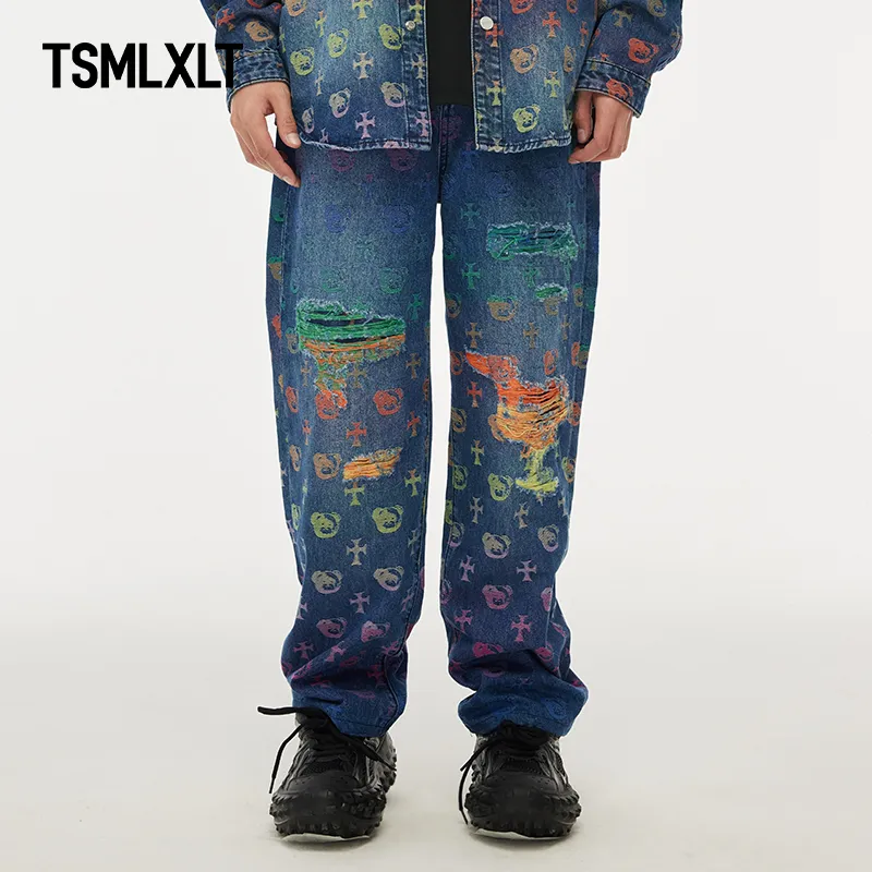 TSMLXLT Jeans Unisex Dark Denim Blue-1