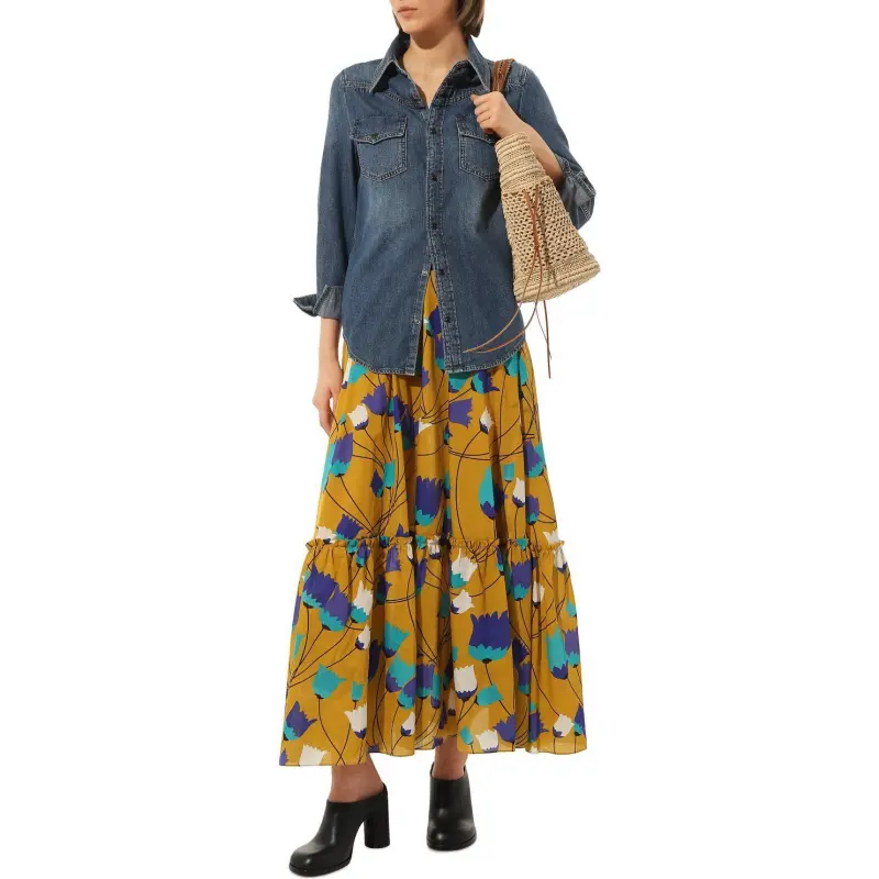 GUCCI SS21 Casual Long Skirts Women's Mustard Yellow-2