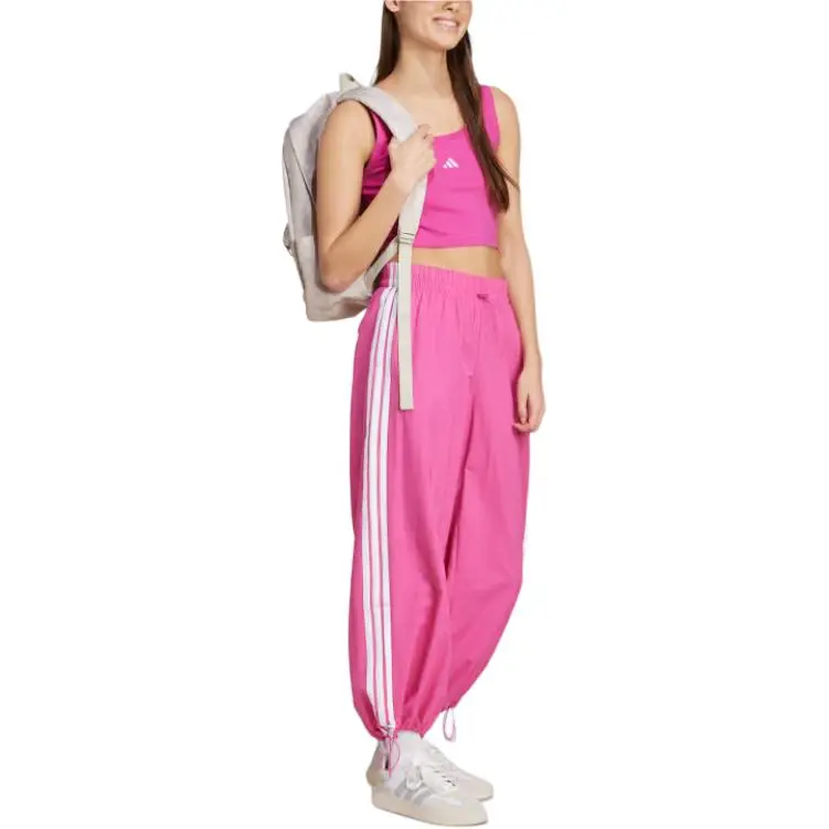 Adidas Women's Essentials Small Logo Cotton Lifestyle Tank Top Semi Lucid Fuchsia/White-4