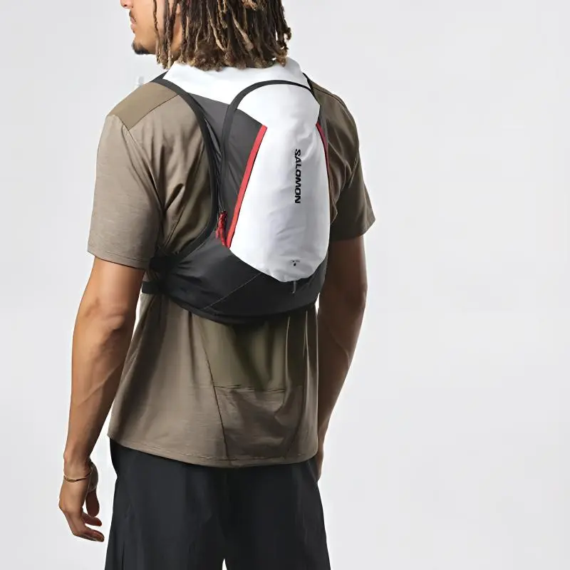 SALOMON 8L Mountaineering Double Shoulder Outdoor Bag Backpack Polyamide Black & White Unisex-4