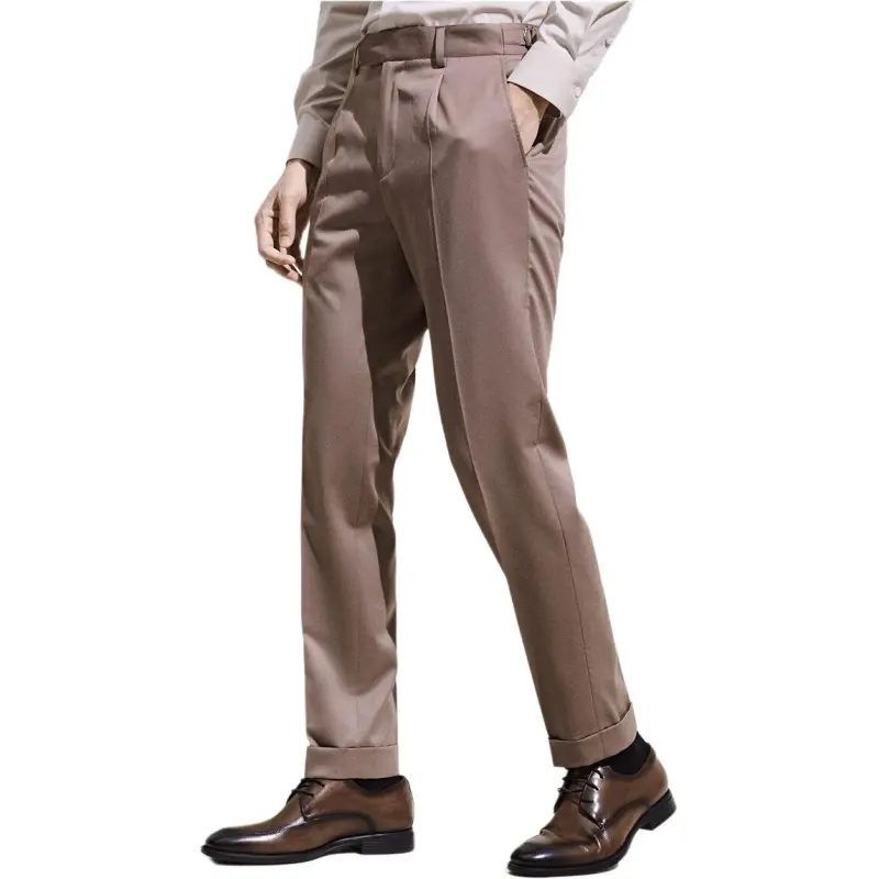 SAINT ANGELO Suit Trouser Men's Brown Pink Solid Color Fabric-2