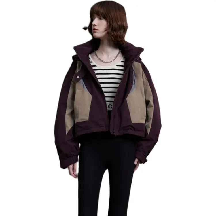 3COLOUR Down Jacket Women's Red Brown-4