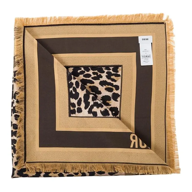 DIOR Fringed Leopard Printed Scarf-6