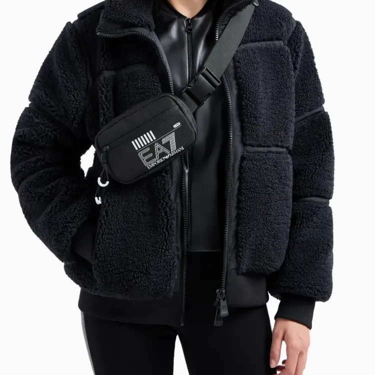 EMPORIO ARMANI Polyester One Shoulder Crossbody Fanny Pack Unisex Black-3