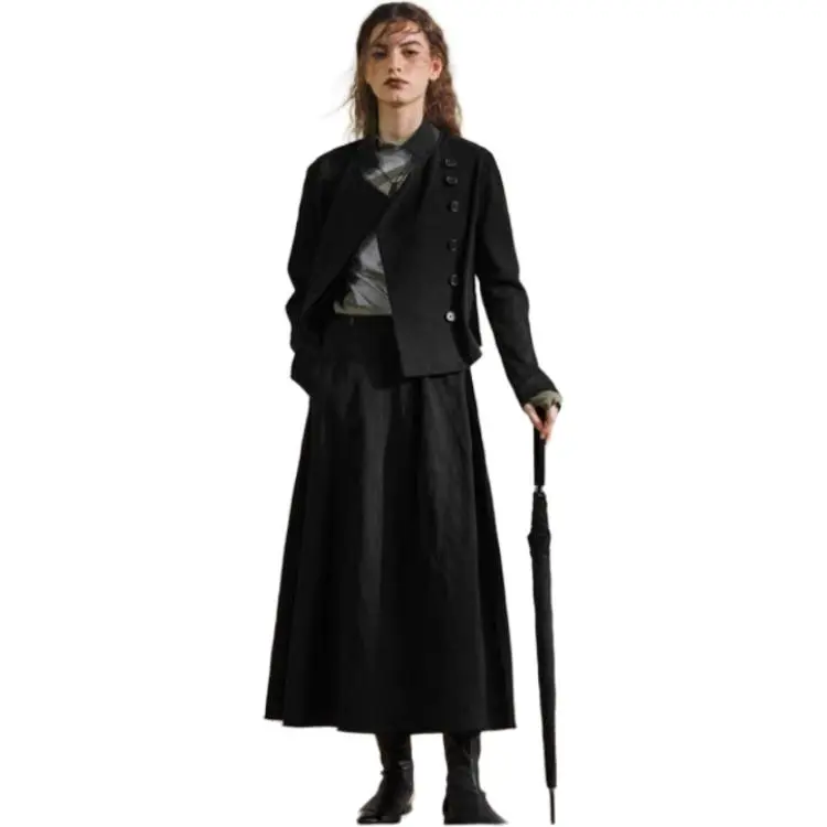 Rizhuo Jackets Coats Women's Serene Shadow Black-4