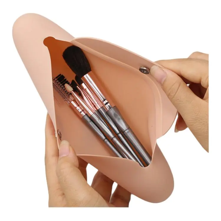 Boniu Silicone Makeup Bag Regular Unisex Pink/Yellow/Khaki/Gray-2