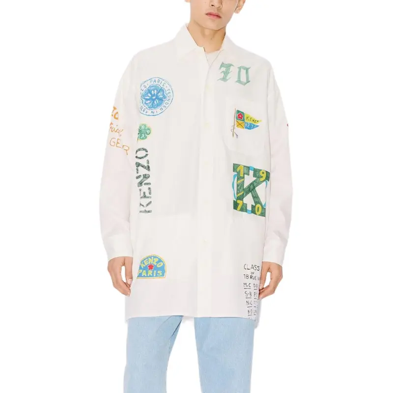 KENZO Graphic Printed Long Varsity Shirt-2