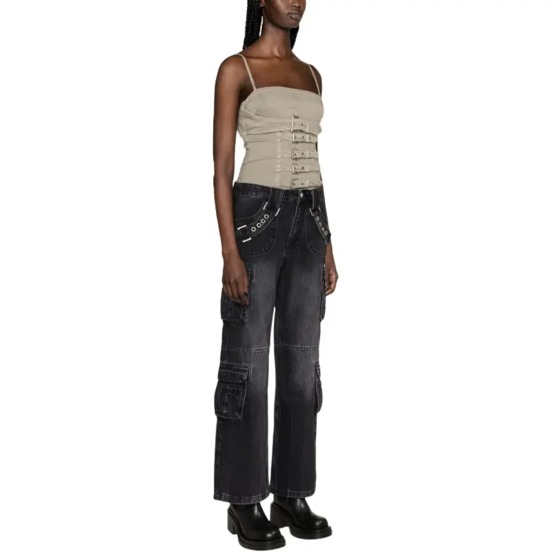 Misbhv Harness Strap Wide Leg Cargo Jeans-2