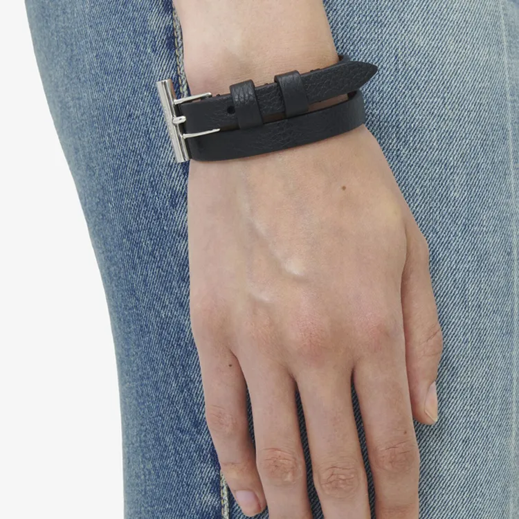Alexander McQueen Leather, Palladium Plated Metal, Brass Wristbands Women's Black-2