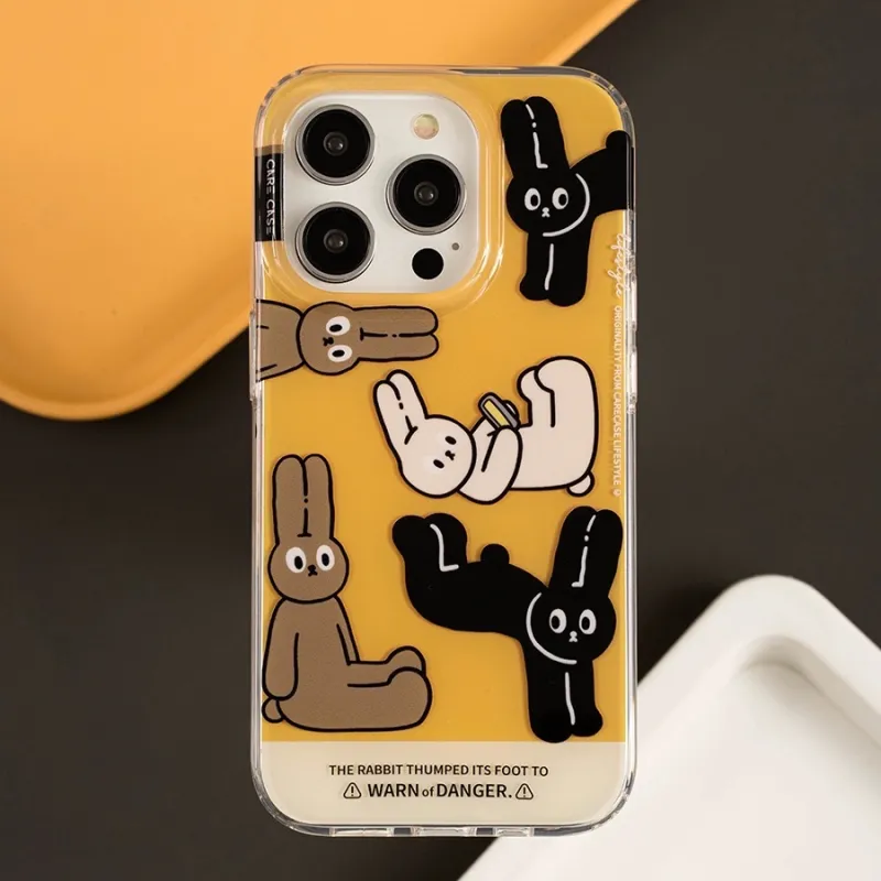 CARECASE TPU Material Creative Rabbit Double Layer Print Phone Case Compatibility Apple IPhone 16 15 14 Pro Max-2