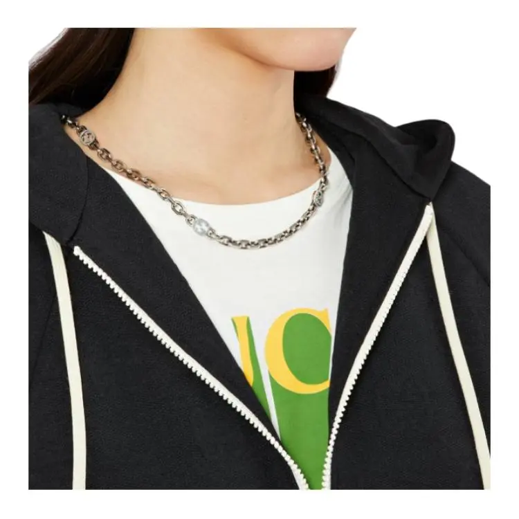 GUCCI Sterling Silver Interlocking G Necklace-10