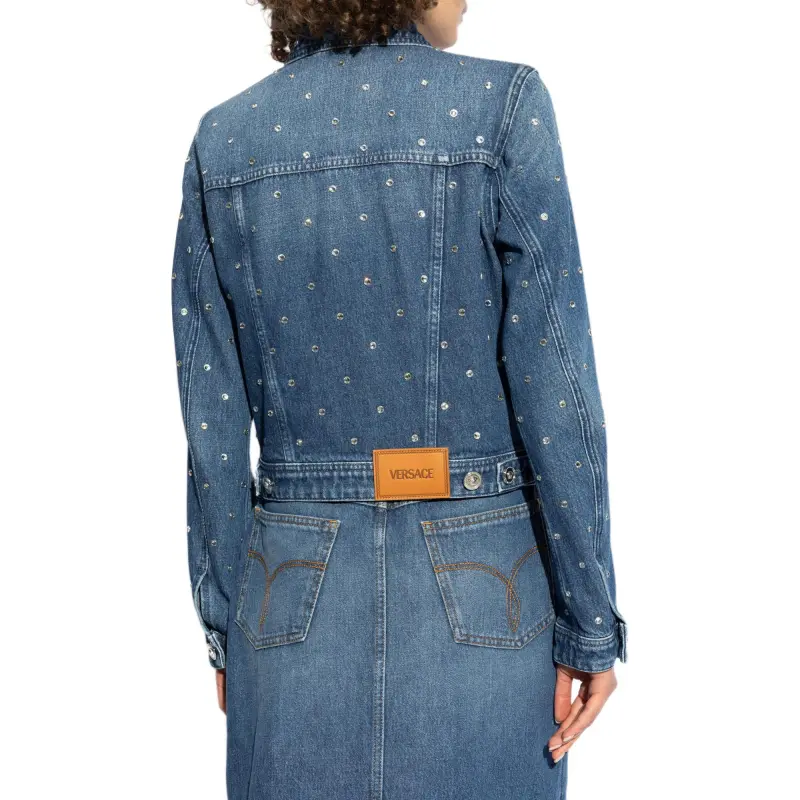VERSACE Shimmering Appliques Denim Jacket-2