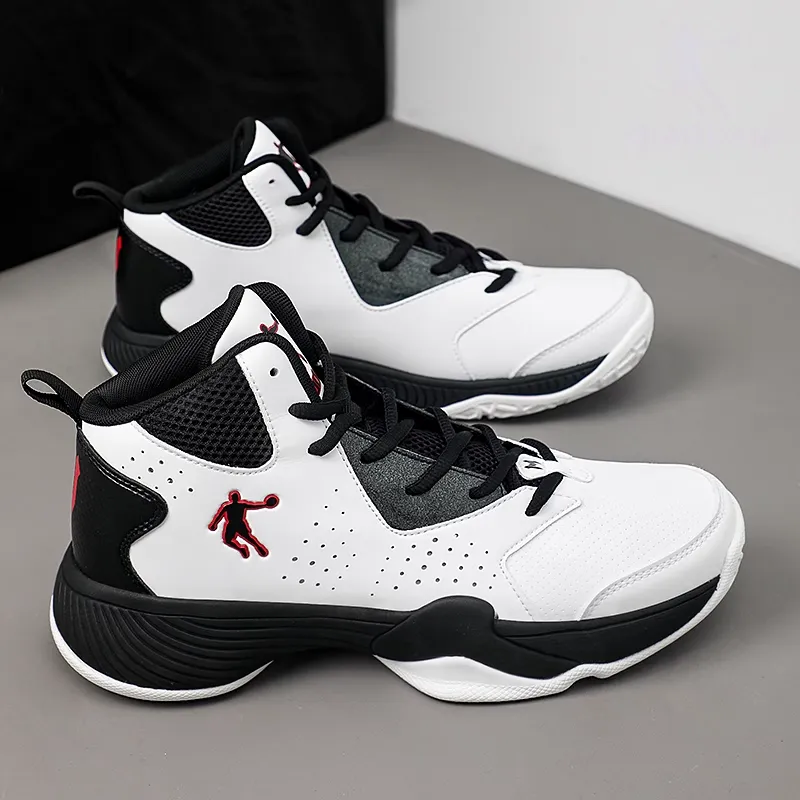 QIAODAN Cushioning Wear Resistant High Top Basketball Shoes Men's White-2