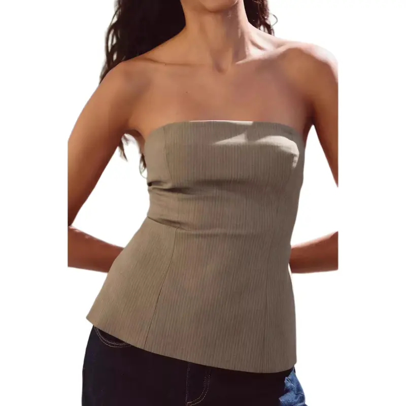 ZARA Trf Strapless Top Women's Green-2