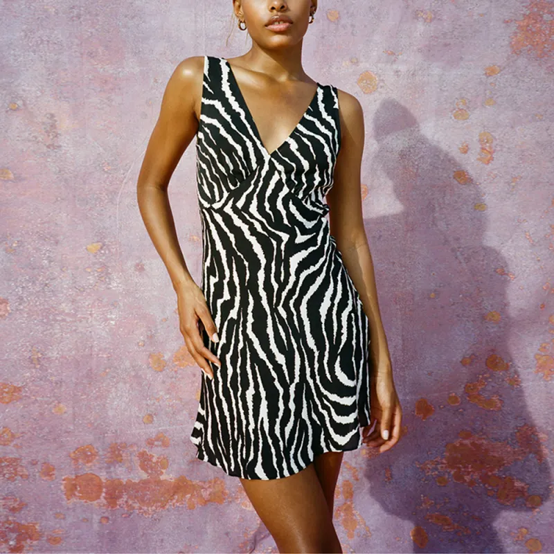 Réalisation Par Sleeveless Dresses Women's Zebra Print-2