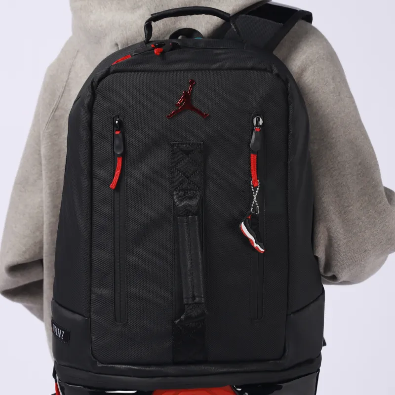 Jordan Fabric Basketball Bag Backpack Regular Unisex Bred Black Red/Red-6