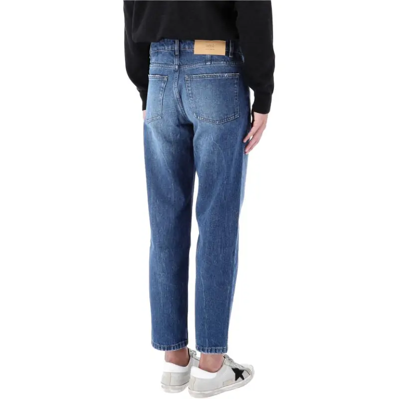 Ami Paris Logo Patch Straight Leg Jeans-5