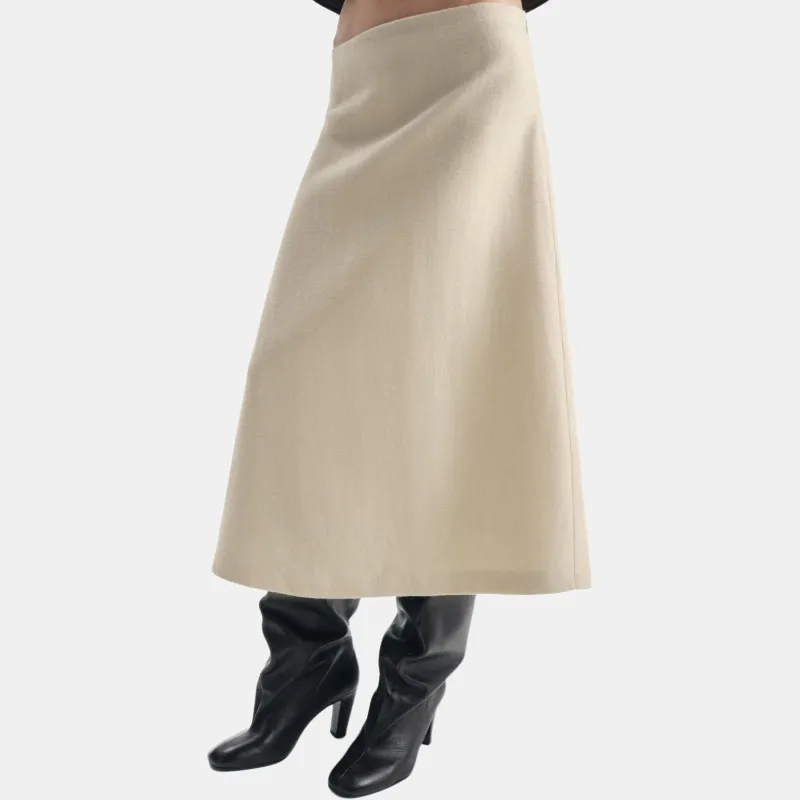 ZARA Casual Long Skirts Women's Frosted White-1