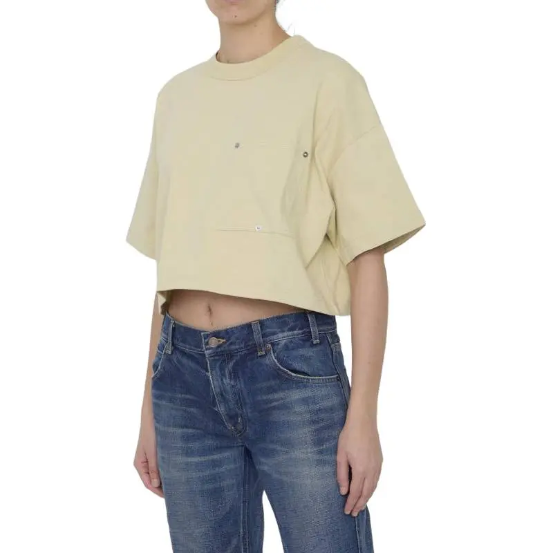 Bottega Veneta Pocket Detailed Cropped T-Shirt-3
