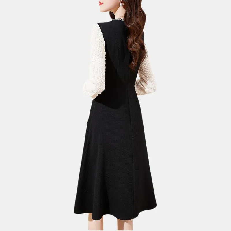 Mo Han Yi Mei Long Sleeved Dress Women's Black-4