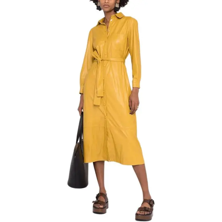 PINKO Long Sleeved Dress Women's Yellow-1
