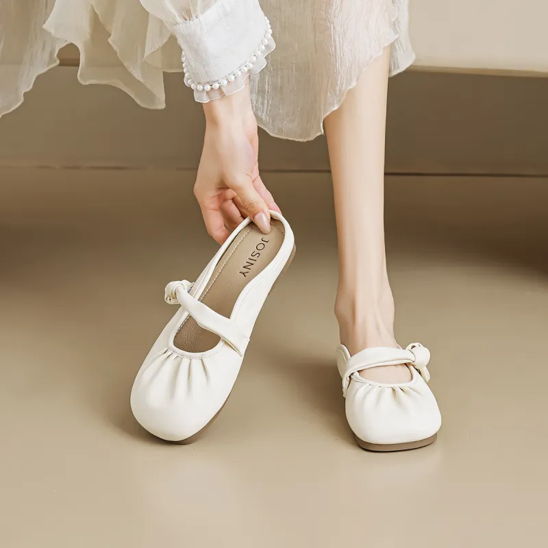 JOSINY Rubber Sole Quiet Wrap toe Slippers Women's Ecru-4