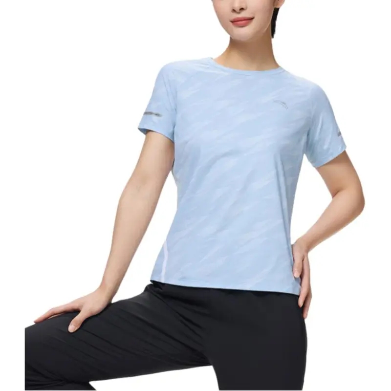 Anta Running Collection Raglan Sleeve T Shirt Women's Aqua Cloud Blue-4