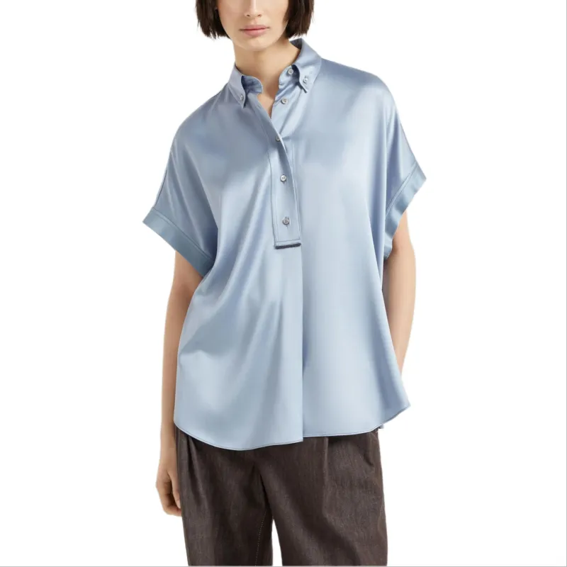 Brunello Cucinelli Short Sleeved Buttoned Blouse-1