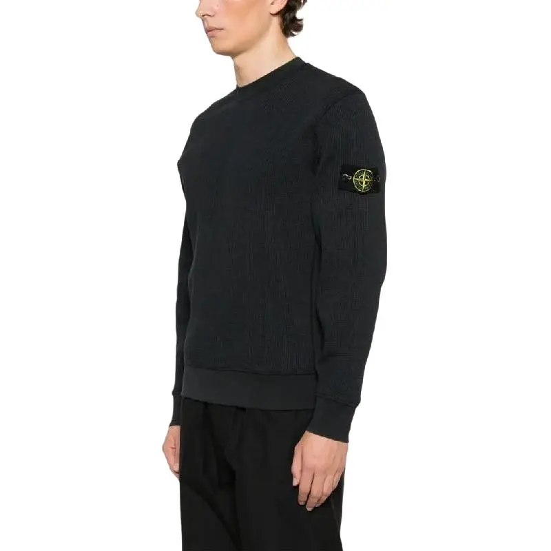 STONE ISLAND Logo Patch Crewneck Knitted Jumper-3