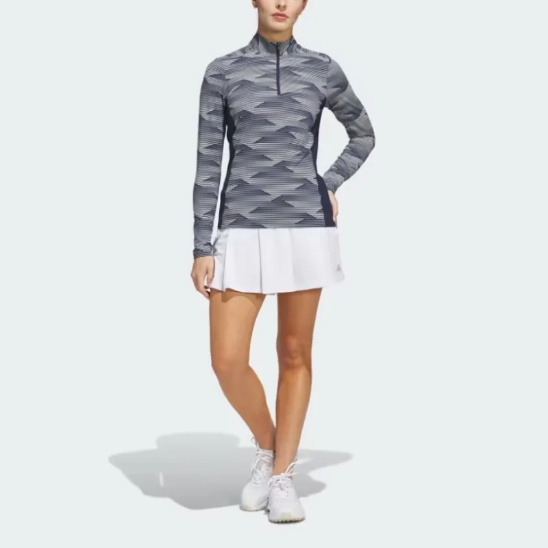 Adidas Free Shipping With AdiClub Ultimate365 Printed Quarter Zip Mock Polo Shirt-3