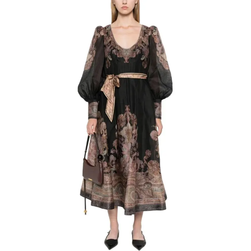 Zimmermann Illustration Structured Balloon Sleeved Maxi Dress-1
