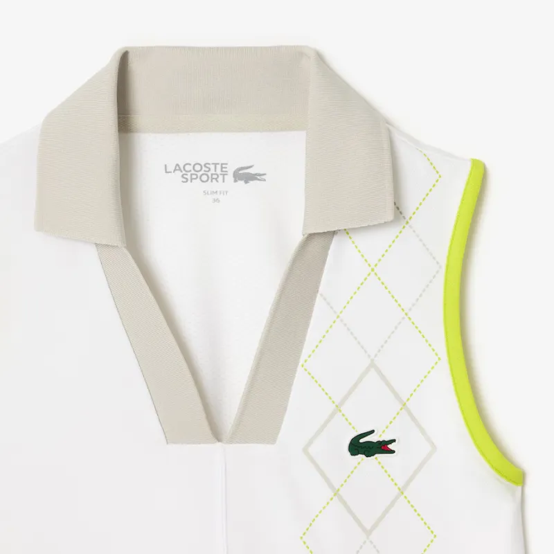 LACOSTE Polo Shirt Women's White/Gray/Yellow-4